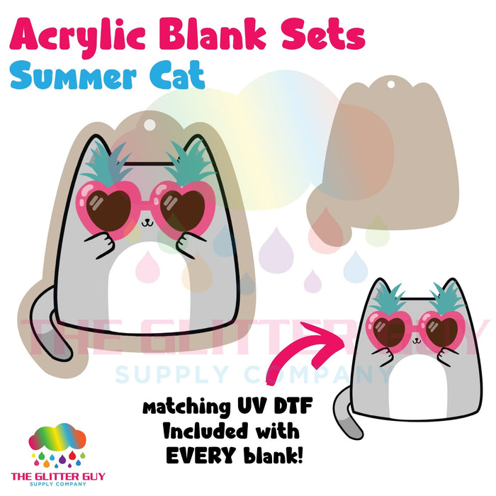 Acrylic Blank & Keychain Kit - Summer Cat