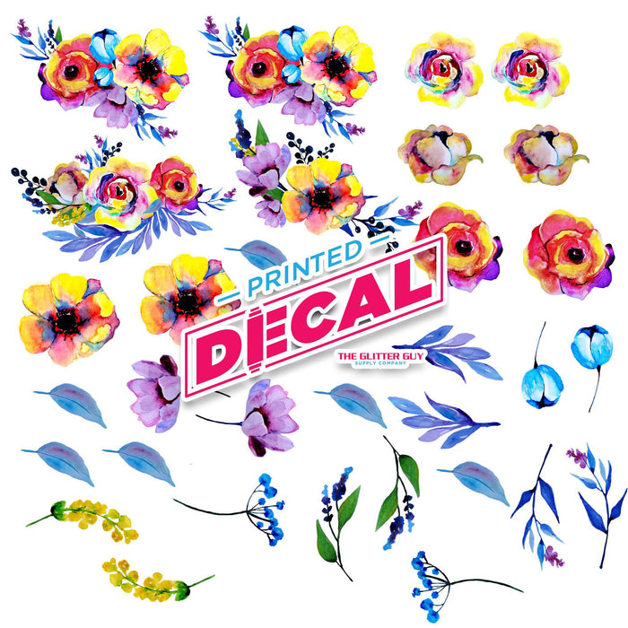 Printed Decal Sheet - Bright Flowers