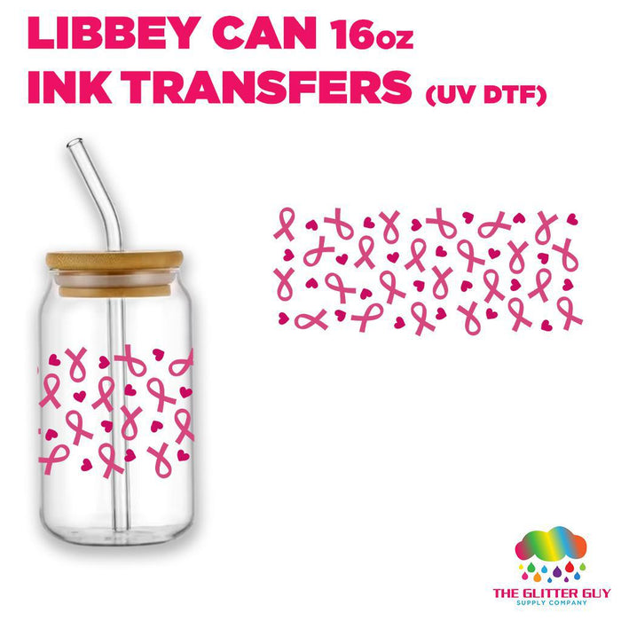 Ribbons & Hearts | Libbey Can Wrap 16oz -  Ink Transfers