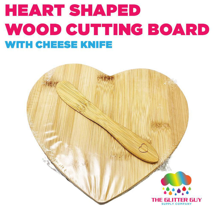 Heart Shaped Wood Cutting Board with Cheese Knife