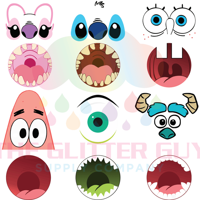 Big Mouth Faces - Vol 1 | Premade Gang Sheet | Gang Sheet from The Glitter Guy