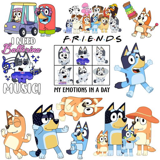 Blue Dog Family - Premade Gang Sheet | Gang Sheet from The Glitter Guy