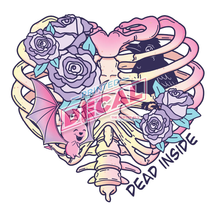 Printed Decal - Dead Inside Heart Ribcage