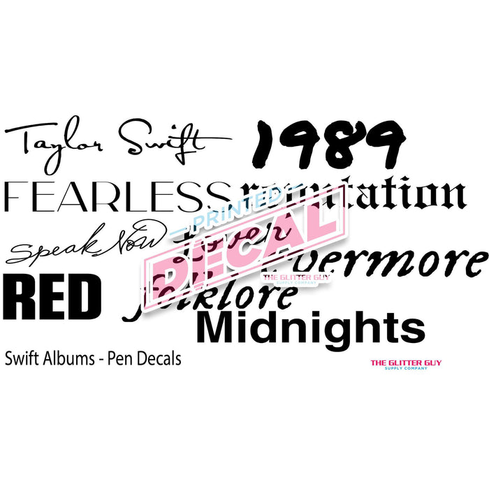 Printed Vinyl Pen Decals - Swift Album Pens
