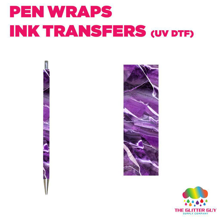 Purple Marble|Pen Wrap -  Ink Transfers (UVDTF)