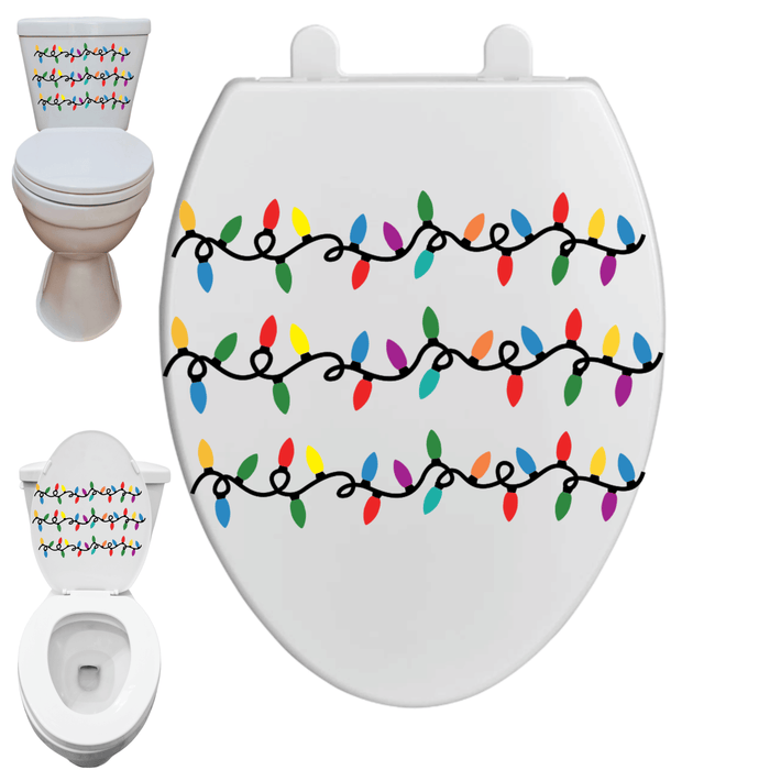 Christmas Lights Funny Toilet Decal – Premium Ink Transfer Bathroom Sticker | from The Glitter Guy