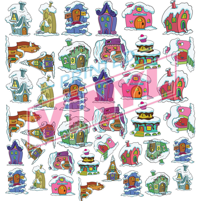 Christmas Ville Houses 1 | Premade Gang Sheet | Gang Sheet from The Glitter Guy