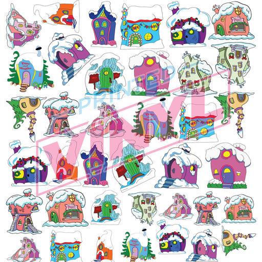 Christmas Ville Houses 2 | Premade Gang Sheet | Gang Sheet from The Glitter Guy