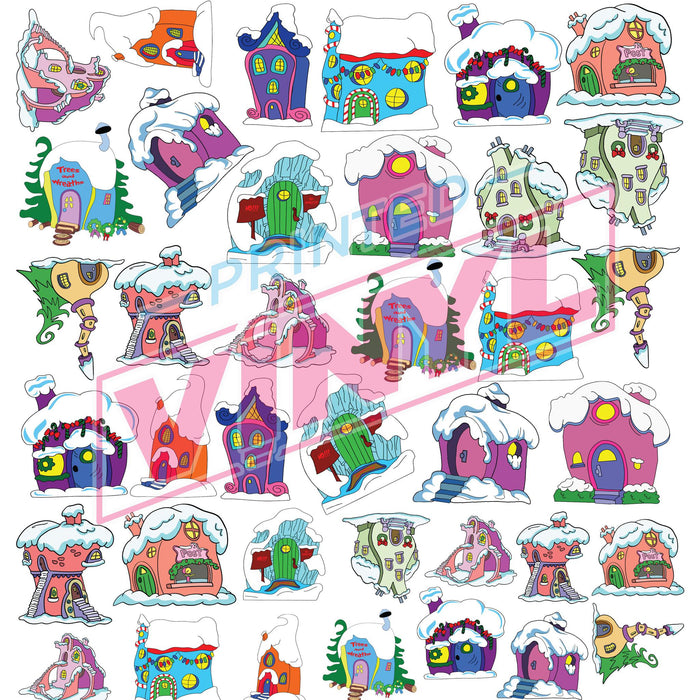 Christmas Ville Houses 2 | Premade Gang Sheet | Gang Sheet from The Glitter Guy