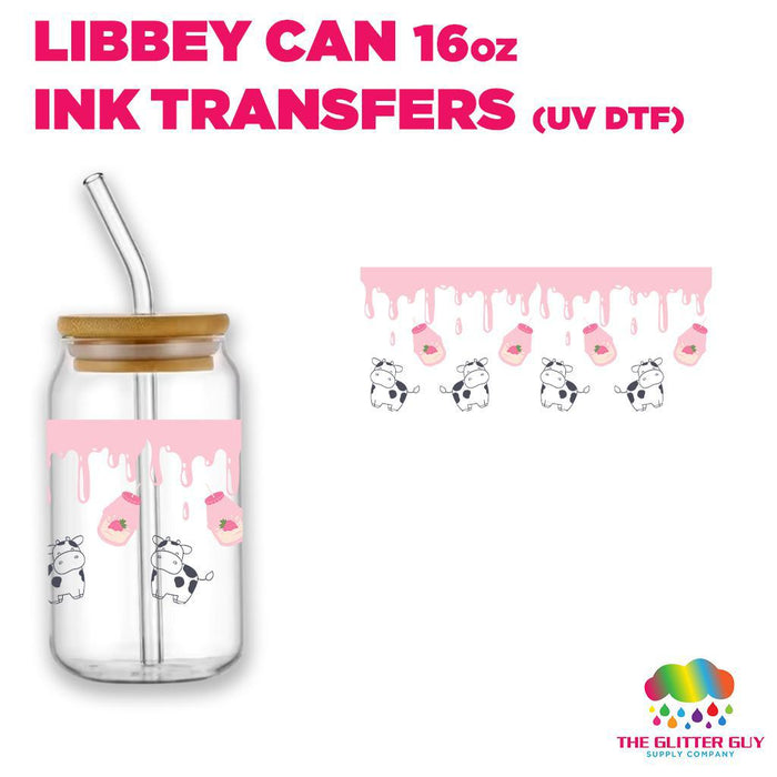 Strawberry Milk | Libbey Can Wrap 16oz -  Ink Transfers