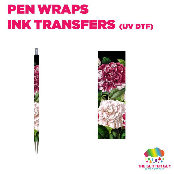 2 Flowers 1 Pen |Pen Wrap -  Ink Transfers (UVDTF)