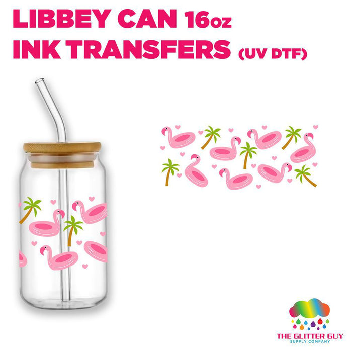 Libbey Can Wrap 16oz - Ink Transfers | Floatie Flamingos