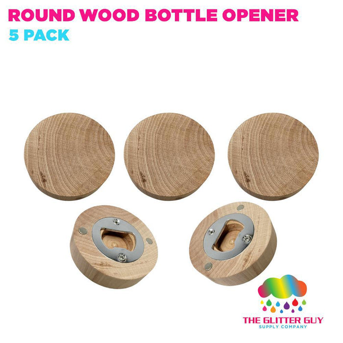 Round Wood Magnetic Bottle Opener - 5 Pack Copy