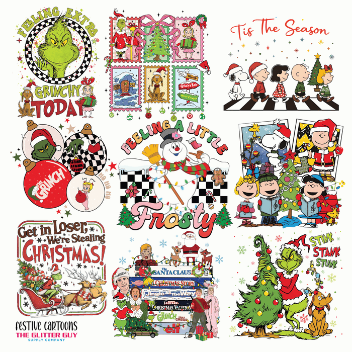 Festive Cartoons - Premade Gang Sheet | Gang Sheet from The Glitter Guy