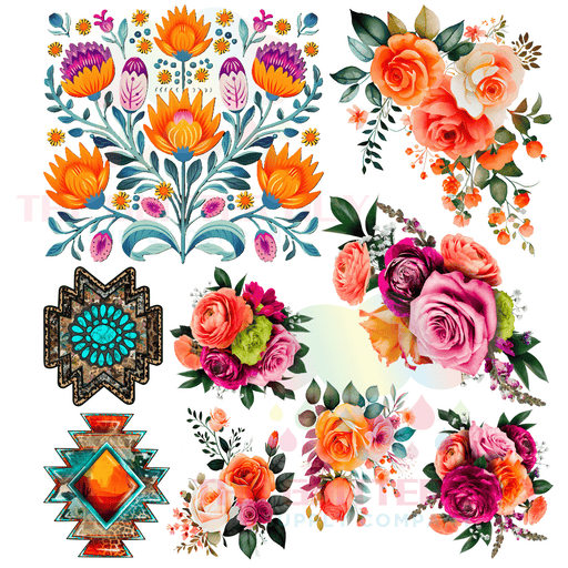 Floral Bull | Premade Gang Sheet - Fancy Nancy | Gang Sheet from The Glitter Guy