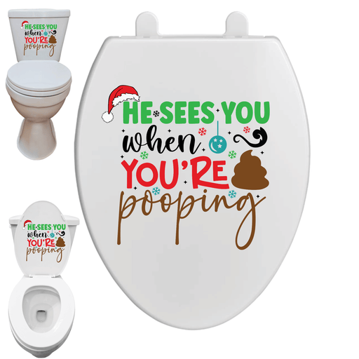 He Sees You Funny Toilet Decal – Premium UV DTF Bathroom Sticker | from The Glitter Guy