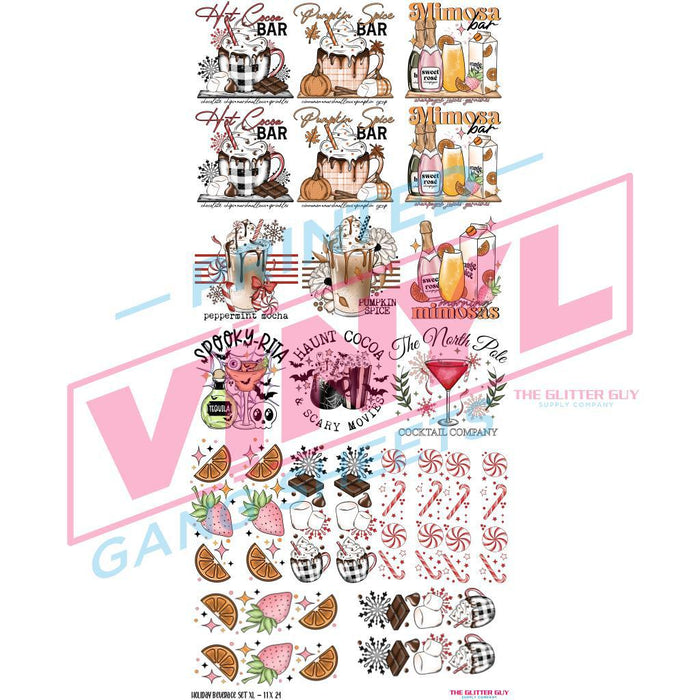 Holiday Beverage Set | Premade Gang Sheet | Gang Sheet from The Glitter Guy