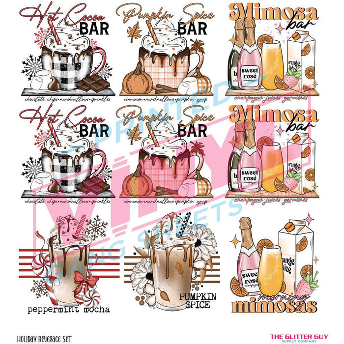 Holiday Beverage Set | Premade Gang Sheet | Gang Sheet from The Glitter Guy