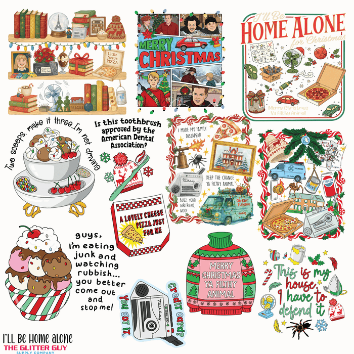 I'll Be Home Alone - Premade Gang Sheet | Gang Sheet from The Glitter Guy