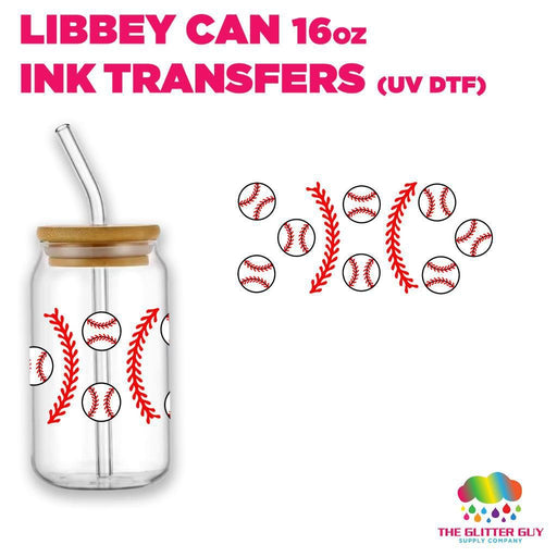 Libbey Can Wrap 16oz - Ink Transfers | Baseball | from The Glitter Guy