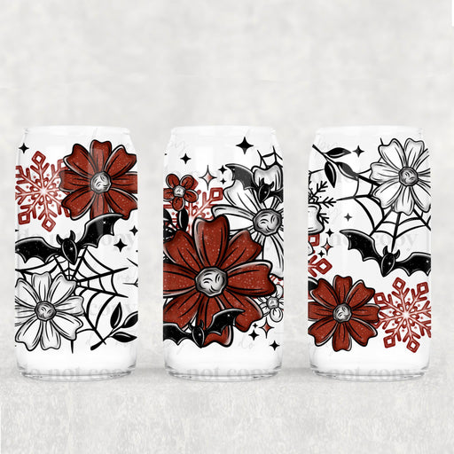 Libbey Can Wrap 16oz - Ink Transfers | Batty Christmas Florals | UVDTF from The Glitter Guy