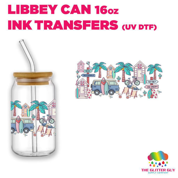 Libbey Can Wrap 16oz - Ink Transfers | Beach Houses | from The Glitter Guy