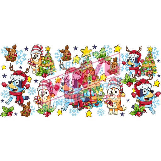 Libbey Can Wrap 16oz - Ink Transfers | Blue Dog Christmas | from The Glitter Guy