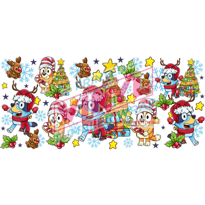 Libbey Can Wrap 16oz - Ink Transfers | Blue Dog Christmas | from The Glitter Guy