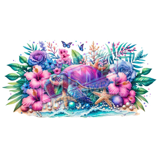 Libbey Can Wrap 16oz - Ink Transfers | Blue Sea Turtle | from The Glitter Guy