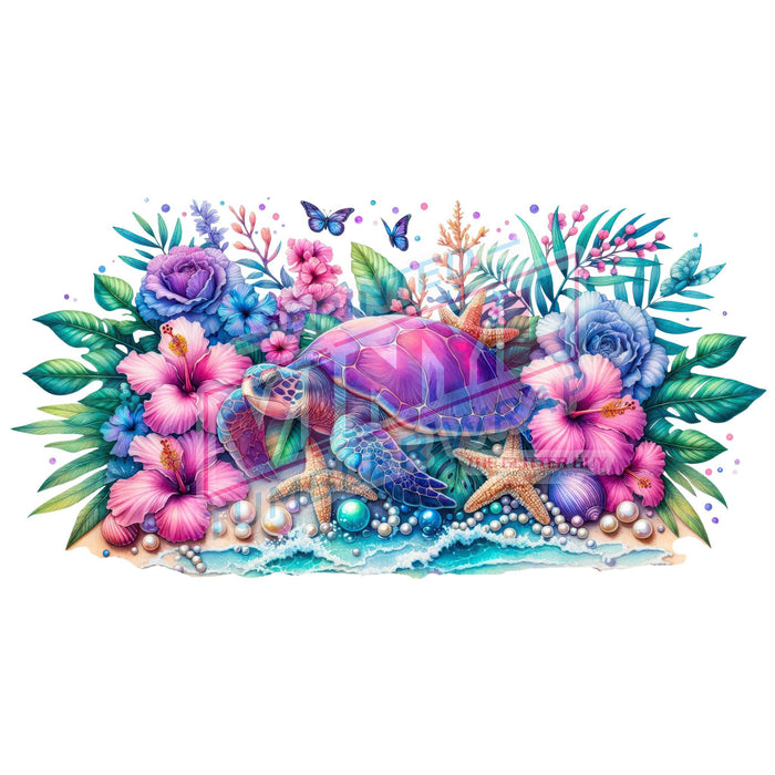 Libbey Can Wrap 16oz - Ink Transfers | Blue Sea Turtle | from The Glitter Guy