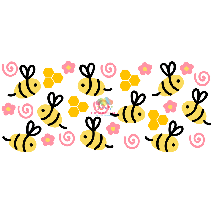 Libbey Can Wrap 16oz - Ink Transfers | Bumble Bees | from The Glitter Guy
