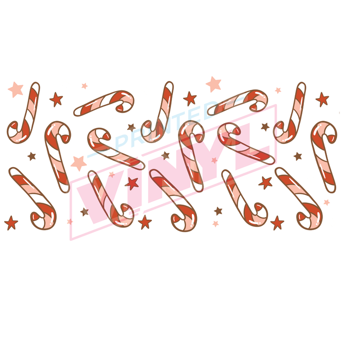 Libbey Can Wrap 16oz - Ink Transfers | Candy Canes | from The Glitter Guy