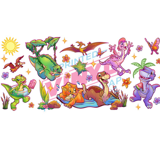 Libbey Can Wrap 16oz - Ink Transfers | Cartoon Dinos | from The Glitter Guy