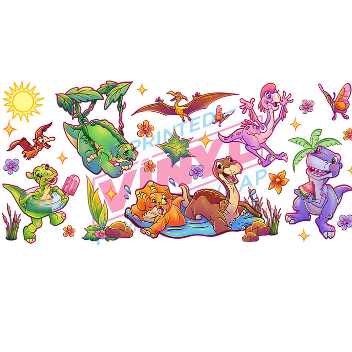 Libbey Can Wrap 16oz - Ink Transfers | Cartoon Dinos | from The Glitter Guy