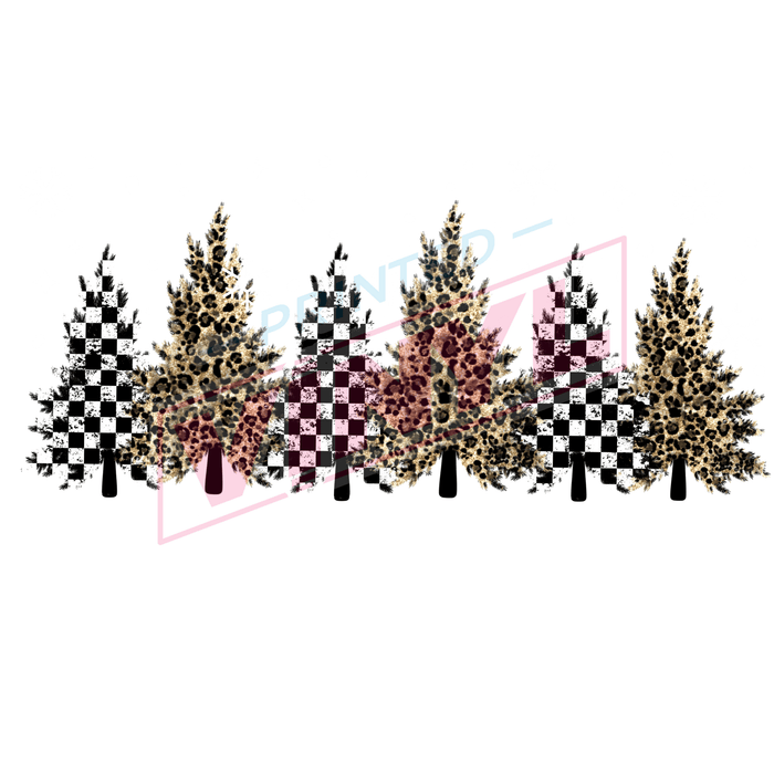 Libbey Can Wrap 16oz - Ink Transfers | Cheetah Checker Trees | from The Glitter Guy