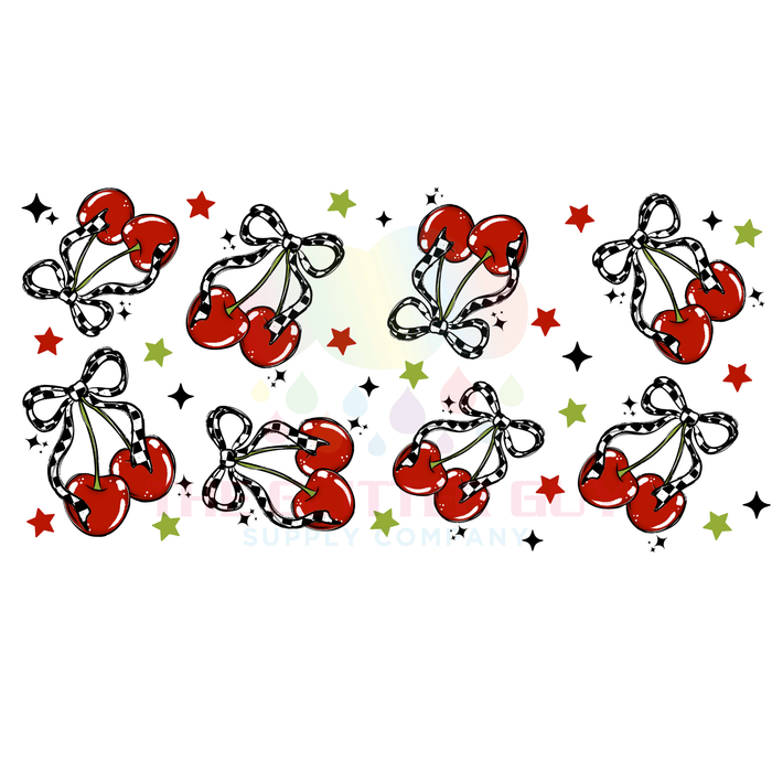 Libbey Can Wrap 16oz - Ink Transfers | Cherry Checkered | from The Glitter Guy