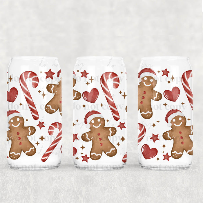 Libbey Can Wrap 16oz - Ink Transfers | Christmas Gingerbread | UVDTF from The Glitter Guy
