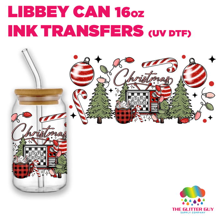 Libbey Can Wrap 16oz - Ink Transfers | Christmas Movie Season | from The Glitter Guy