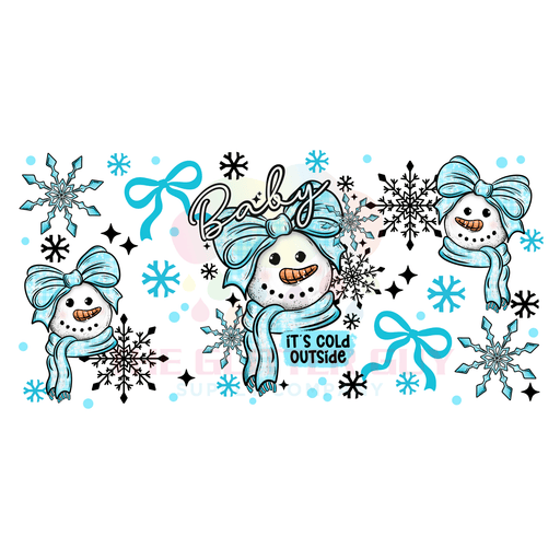 Libbey Can Wrap 16oz - Ink Transfers | Cold Snowman Blue | from The Glitter Guy