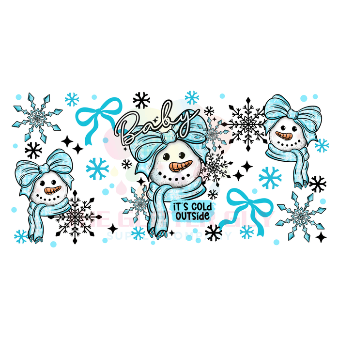Libbey Can Wrap 16oz - Ink Transfers | Cold Snowman Blue | from The Glitter Guy