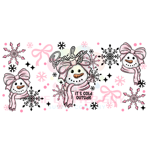 Libbey Can Wrap 16oz - Ink Transfers | Cold Snowman Pink | from The Glitter Guy