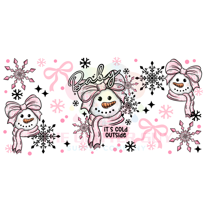 Libbey Can Wrap 16oz - Ink Transfers | Cold Snowman Pink | from The Glitter Guy