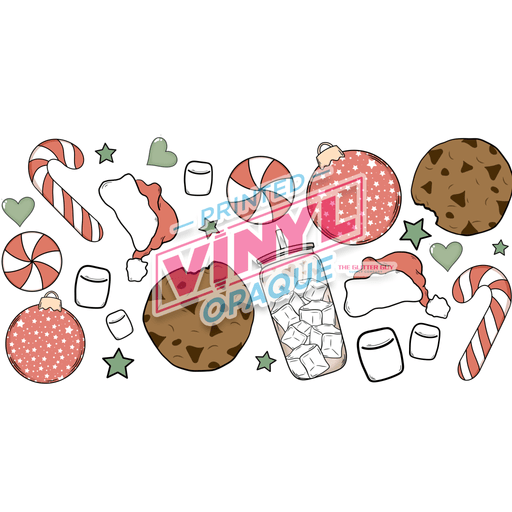 Libbey Can Wrap 16oz - Ink Transfers | Cookies & Santa | from The Glitter Guy