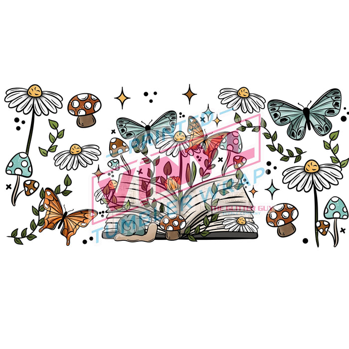 Libbey Can Wrap 16oz - Ink Transfers | Cottagecore Spring Books | from The Glitter Guy