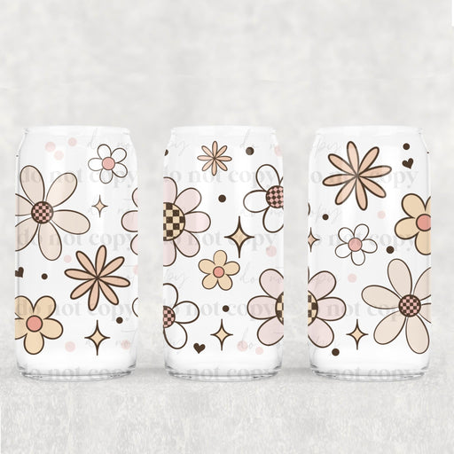 Libbey Can Wrap 16oz - Ink Transfers | Daisy Neutral | from The Glitter Guy