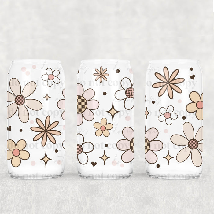Libbey Can Wrap 16oz - Ink Transfers | Daisy Neutral | from The Glitter Guy