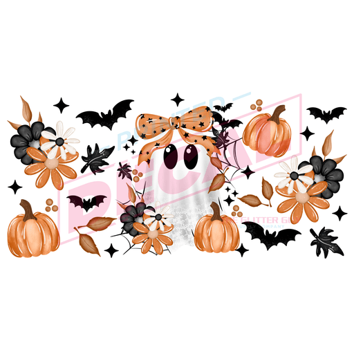 Libbey Can Wrap 16oz - Ink Transfers | Fall Lace Ghost | from The Glitter Guy