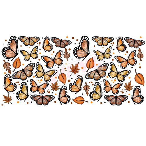 Libbey Can Wrap 16oz - Ink Transfers |Fall Monarchs | from The Glitter Guy