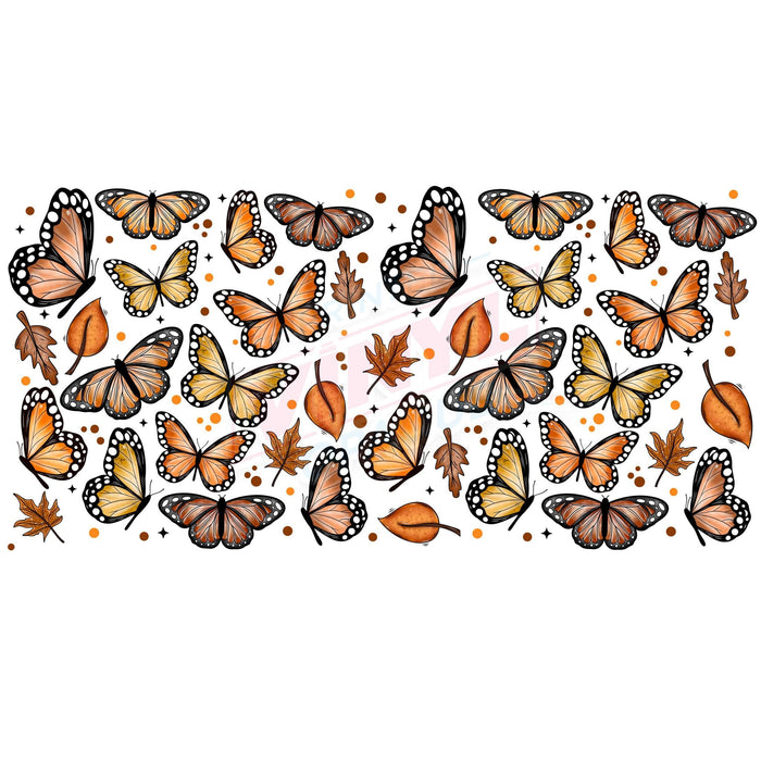 Libbey Can Wrap 16oz - Ink Transfers |Fall Monarchs | from The Glitter Guy