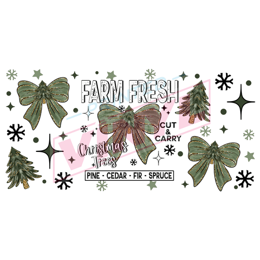Libbey Can Wrap 16oz - Ink Transfers | Farm Fresh Trees & Bows | from The Glitter Guy